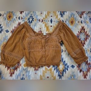 American Eagle Square Neck Smock Crop Top